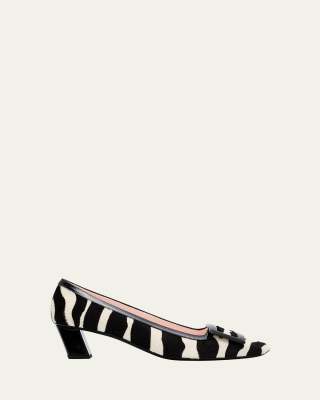 Belle Vivier Zebra Buckle Pumps